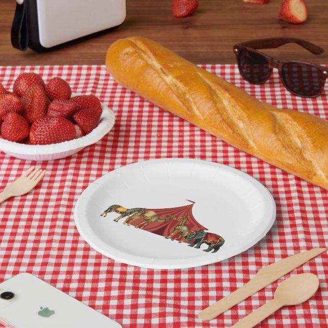 Assiettes En Carton Animaux De Cirque Et Tente (Pique-nique)