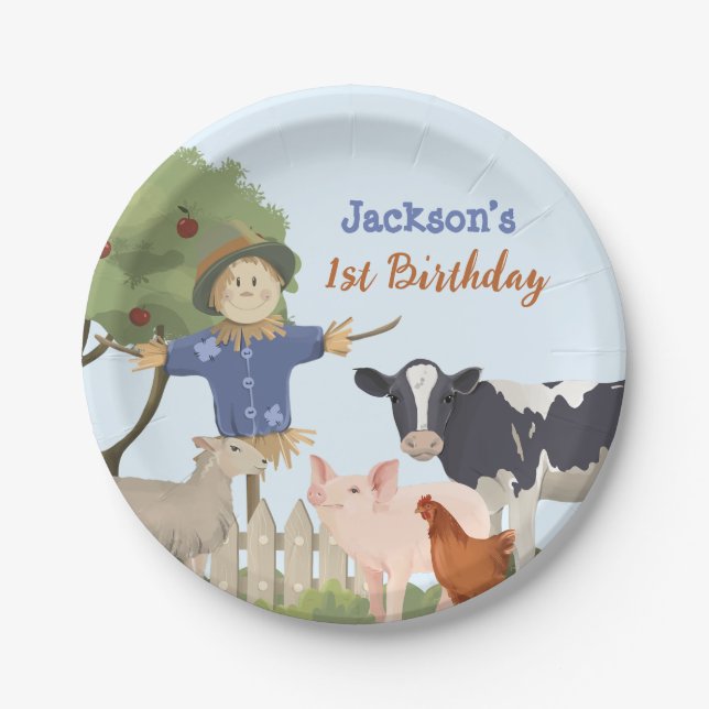 Assiettes En Carton Animaux de ferme Anniversaire, Barnyard Party (Devant)