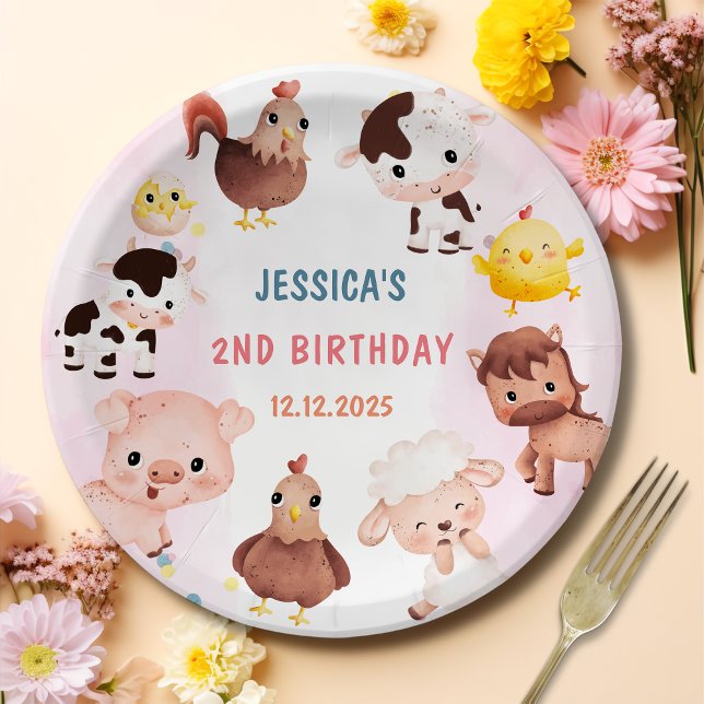 Assiettes En Carton Animaux de ferme Ballons de nid Fête Anniversaire (Créateur téléchargé)