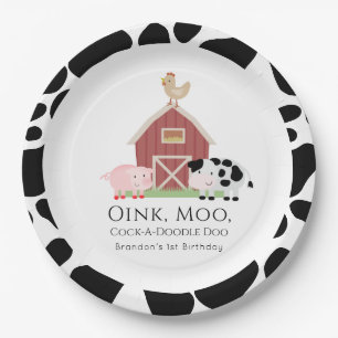 Assiettes En Carton Animaux de ferme Barnyard White Anniversaire