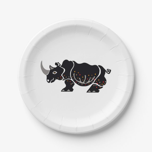 Assiettes En Carton Animaux de fête - RHINOCEROS Conservation - (Devant)