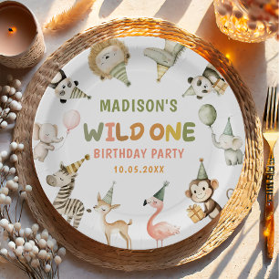 Assiettes En Carton Animaux de Fête Safari Sauvage 1er Anniversaire