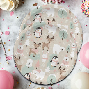 Assiettes En Carton Animaux de forêt fantaisistes hivernaux