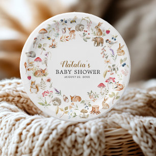 Assiettes En Carton Animaux de la Forêt Rustique Baby Shower