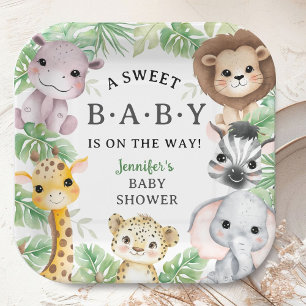 Assiettes En Carton Animaux de la Savane Baby Shower Genre Neutre Jung