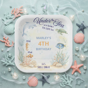 Assiettes En Carton Animaux de l'Océan Sous la Mer Fête d'Anniversaire