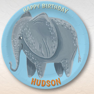 Assiettes En Carton Animaux de safari anniversaire éléphant enfant per