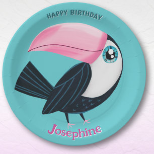Assiettes En Carton Animaux de safari anniversaire toucan fille