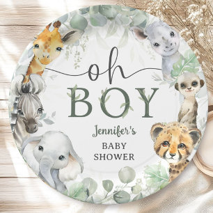 Assiettes En Carton Animaux de Safari Jungle Baby Shower Oh Garçon