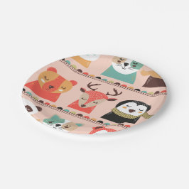Assiettes En Carton Animaux de vacances d'hiver