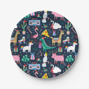 Assiettes En Carton Animaux de vacances et icônes Motif