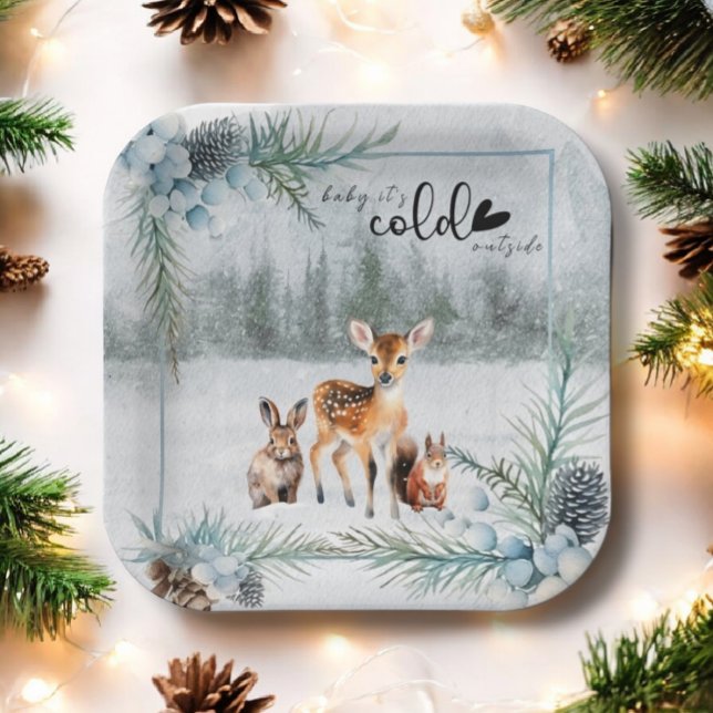 Assiettes En Carton Animaux d'hiver Neige Froid à l'extérieur du Baby  (Créateur téléchargé)