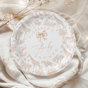 Assiettes En Carton Animaux Safari Toile de Jouy Baby shower Boho