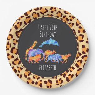 Assiettes En Carton Animaux sauvages sur l'anniversaire exotique