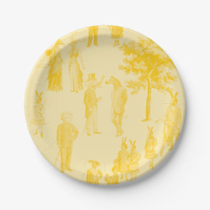 Assiettes En Carton animaux victoriens antiques toile jaune