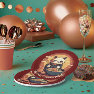 Assiettes En Carton Anime Chat Manger Ramen nouilles Anniversaire Fête