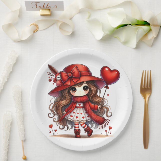 Assiettes En Carton Anime Valentine (Mariage)