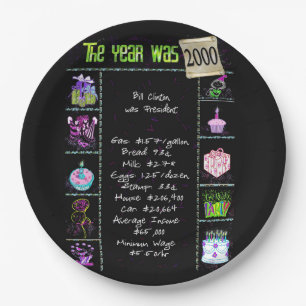 Assiettes En Carton Année 2000 Anniversaire Trivia Faits Papier Plaqu