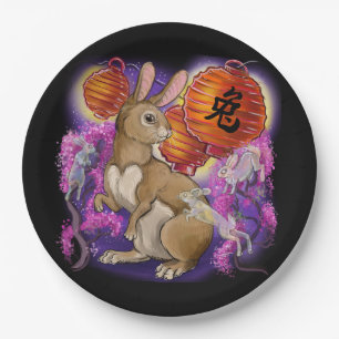 Assiettes En Carton Année chinoise du zodiaque du lapin