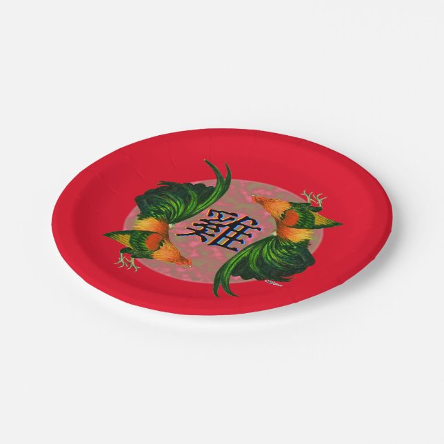 Assiettes En Carton Année du cercle du coq (Angle)