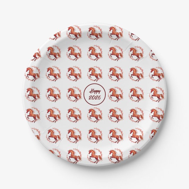 Assiettes En Carton Année du cheval 2026 (Devant)