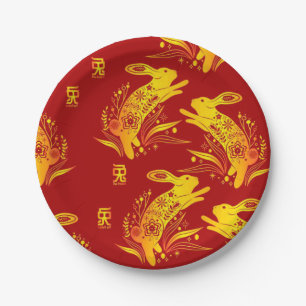 Assiettes En Carton Année du lapin chinois Nouvel An Zodiac