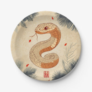 Assiettes En Carton Année du serpent Majestic Cobra Double Bonheur
