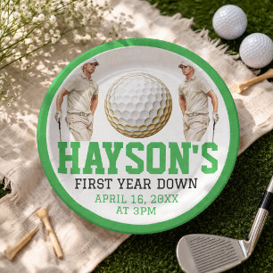 Assiettes En Carton Année écoulée, golf en avant ! Fête de 1er anniver