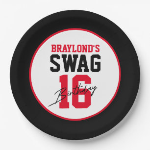 Assiettes En Carton Anniversaire 16 ans Varsity Style Rouge Swag