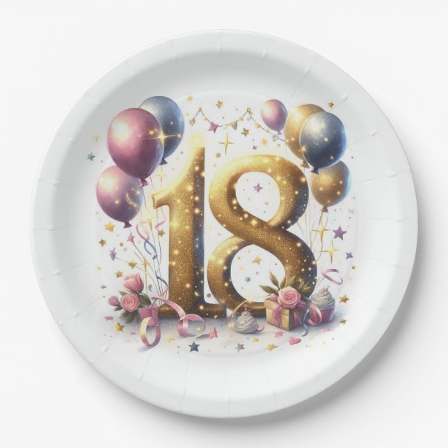 Assiettes En Carton Anniversaire 18 ans (Devant)