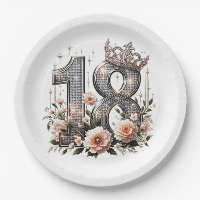 Assiettes En Carton Anniversaire 18 ans (Devant)