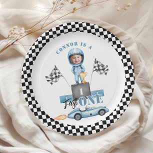 Assiettes En Carton Anniversaire 1ère Photo Fast One Blue voiture de c