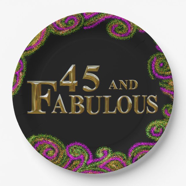 Assiettes En Carton Anniversaire 45 ans (Devant)