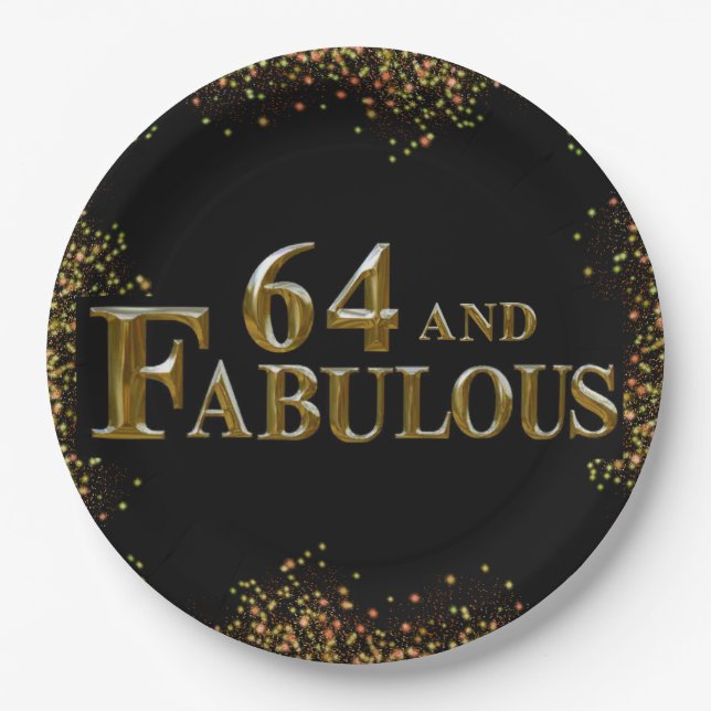 Assiettes En Carton Anniversaire 64 ans (Devant)