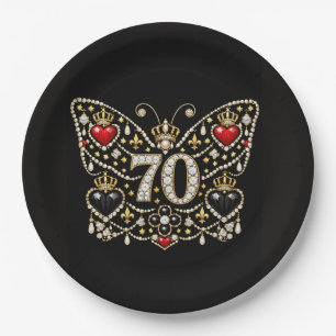 Assiettes En Carton anniversaire 70 ans bijoux diamants papillon