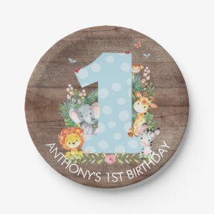Assiettes En Carton Anniversaire 7" de garçons de jungle de safari ę