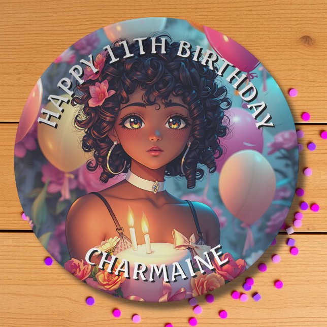 Assiettes En Carton Anniversaire à thème Anniversaire Fille de couleur (Créateur téléchargé)