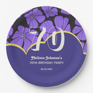 Assiettes En Carton Anniversaire Abstrait de Chamomille Florale Violet