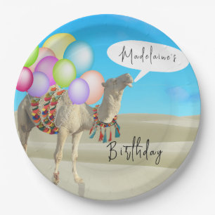 Assiettes En Carton Anniversaire Amusants Désert Camel Ballons colorés