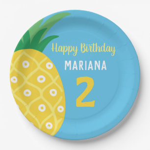 Assiettes En Carton Anniversaire ananas Tutti Frutti Fruit Bleu Fruit
