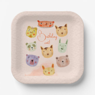 Assiettes En Carton Anniversaire animal chat fête d'anniversaire