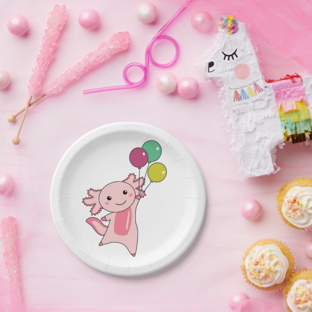 Assiettes En Carton Anniversaire Animal Cute Axolotl Anniversaire de e (Fête)