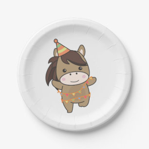 Assiettes En Carton Anniversaire Animal Cute Cheval pour enfants Fête