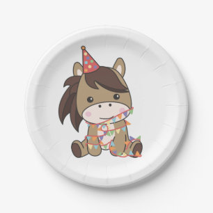 Assiettes En Carton Anniversaire Animal Cute Cheval pour enfants Fête