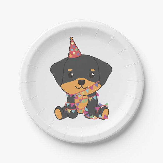 Assiettes En Carton Anniversaire Animal Cute Rottweiler fête d'anniver (Devant)