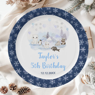Assiettes En Carton Anniversaire Animaux Arctiques Merveilles d'Hiver
