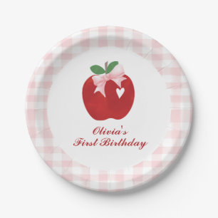 Assiettes En Carton Anniversaire Apple Coquette rose 1 an