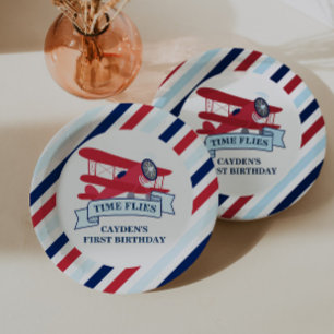 Assiettes En Carton Anniversaire avion Temps qui passe