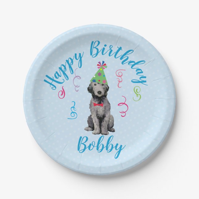 Assiettes En Carton Anniversaire Bedlington Terrier Plaque papier (Devant)