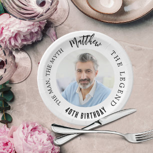 Assiettes En Carton Anniversaire blanc photo homme mythe légende